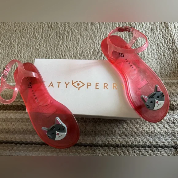 😻 Katy Perry Collections Pink Cat Sandals - Pre-loved/EUC like new - Size 6/36 - Picture 5 of 7